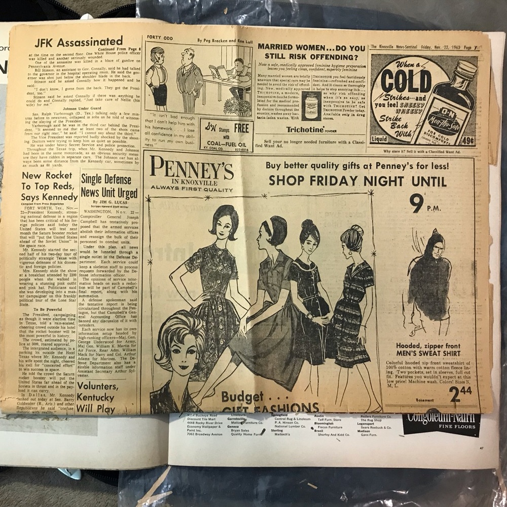 Knoxville Newspaper John F. Kennedy Assasination
